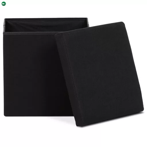 Fekete Szövet Tárolós Puff. TAB-461 BK2