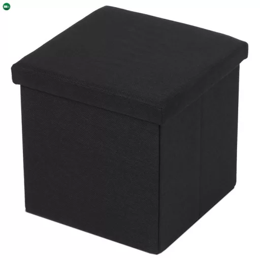 Fekete Szövet Tárolós Puff. TAB-461 BK2