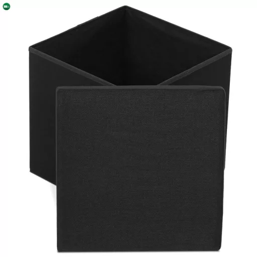 Fekete Szövet Tárolós Puff. TAB-461 BK2