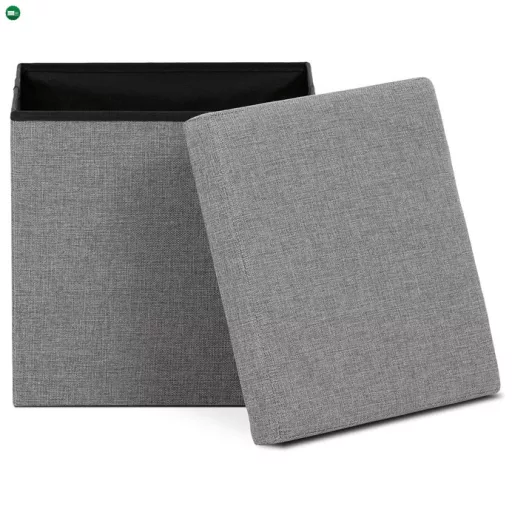 Tárolós Puff, Szürke Szövet. TAB-461 GREY2