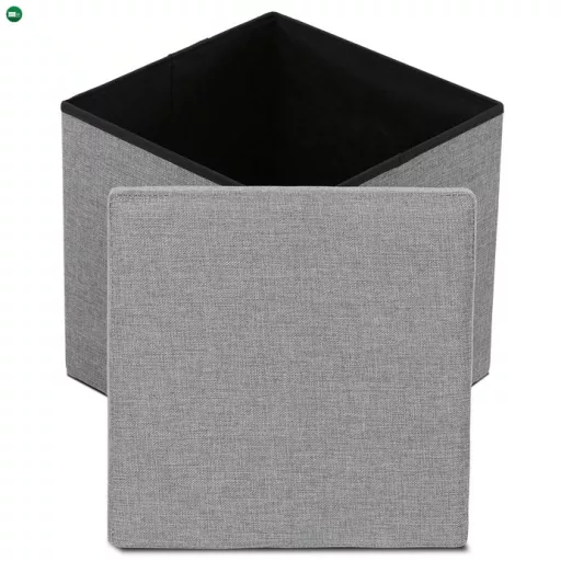 Tárolós Puff, Szürke Szövet. TAB-461 GREY2
