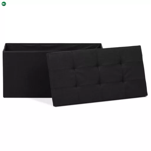 Tárolós Puff, Fekete Szövet. TAB-462 BK2