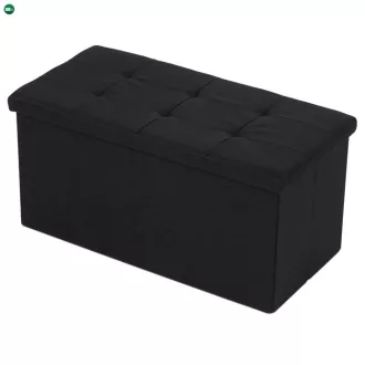 Tárolós Puff, Fekete Szövet. TAB-462 BK2
