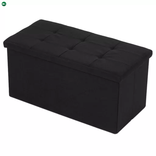 Tárolós Puff, Fekete Szövet. TAB-462 BK2
