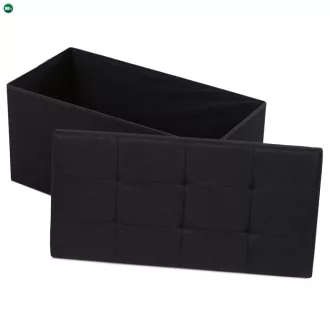 Tárolós Puff, Fekete Szövet. TAB-462 BK2