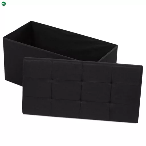 Tárolós Puff, Fekete Szövet. TAB-462 BK2