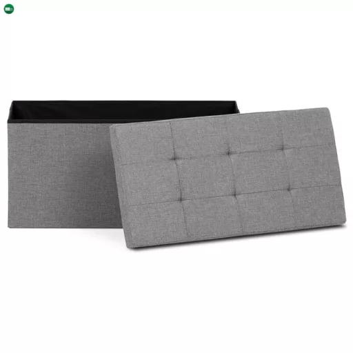 Tárolós Puff, Szürke Durva Szövet. TAB-462 GREY2