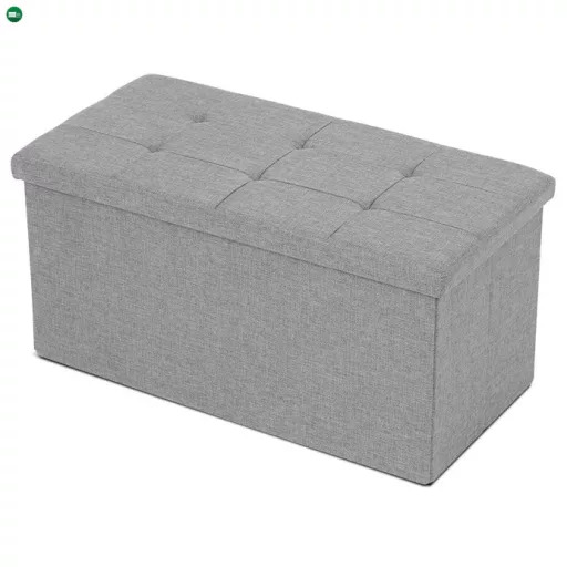 Tárolós Puff, Szürke Durva Szövet. TAB-462 GREY2