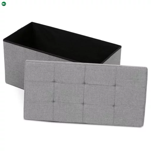 Tárolós Puff, Szürke Durva Szövet. TAB-462 GREY2