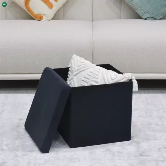 Fekete Kordbársony Tárolós Puff. TAB-471 BK6