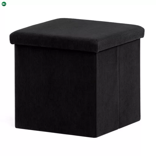 Fekete Kordbársony Tárolós Puff. TAB-471 BK6