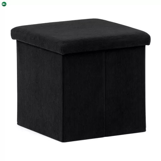 Fekete Kordbársony Tárolós Puff. TAB-471 BK6