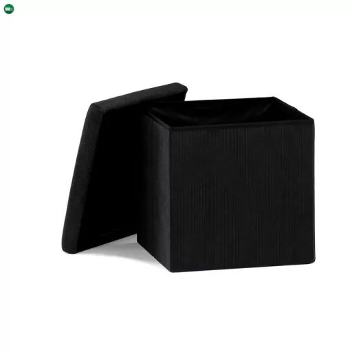 Fekete Kordbársony Tárolós Puff. TAB-471 BK6