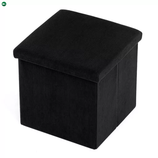 Fekete Kordbársony Tárolós Puff. TAB-471 BK6