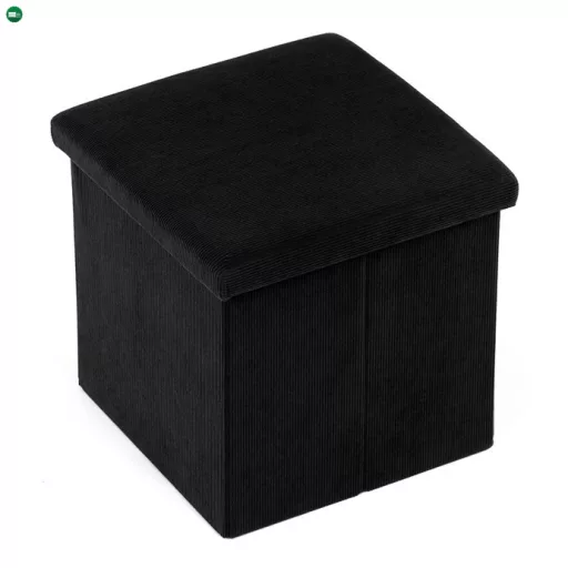 Fekete Kordbársony Tárolós Puff. TAB-471 BK6