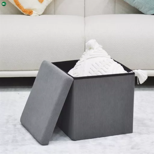 Szürke Kordbársony Tárolós Puff. TAB-471 GREY6