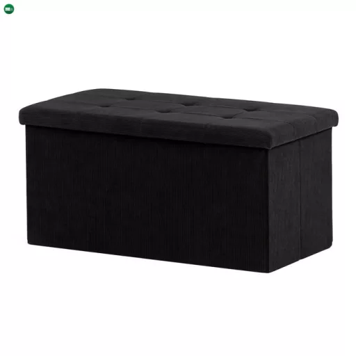 Fekete kordbársony Tárolós Puff. TAB-472 BK6