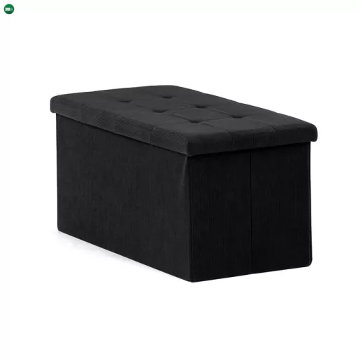 Fekete kordbársony Tárolós Puff. TAB-472 BK6