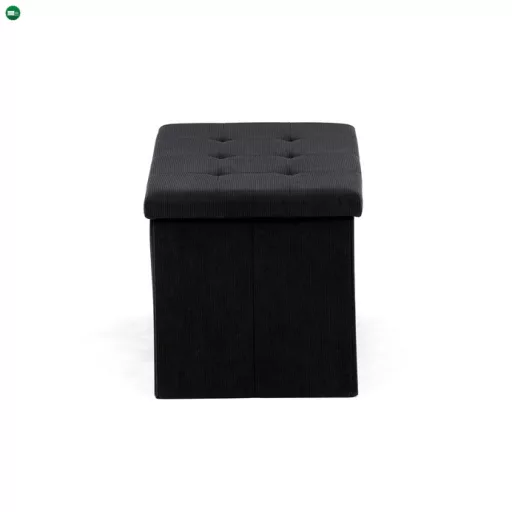 Fekete kordbársony Tárolós Puff. TAB-472 BK6