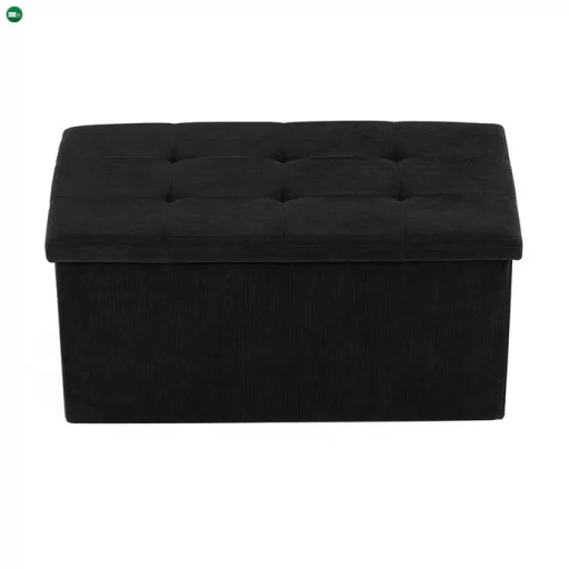 Fekete kordbársony Tárolós Puff. TAB-472 BK6