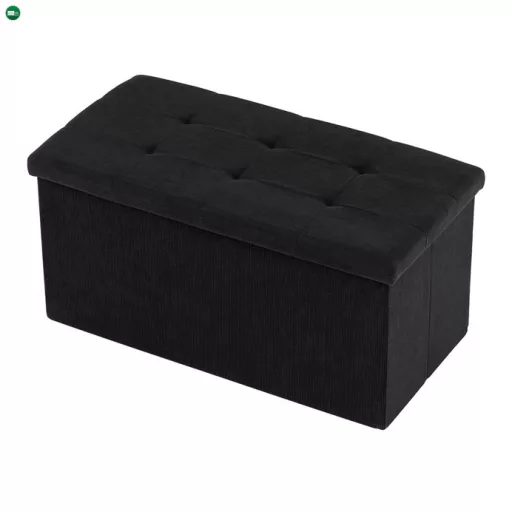 Fekete kordbársony Tárolós Puff. TAB-472 BK6