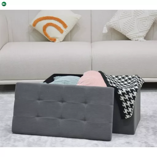 Szürke Kordbársony Tárolós Puff. TAB-472 GREY6