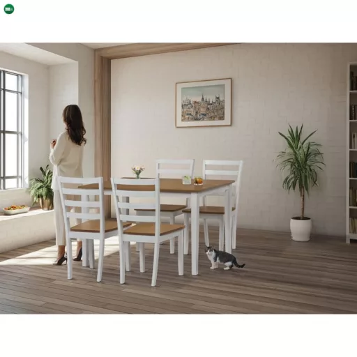 Étkezőszett 4 székkel, 120×75×75 cm, Tölgy Furnér. VESPA OAK