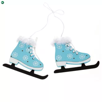 Korcsolya Dísz Fából Készült Kék Színben