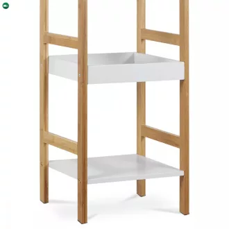   Dr-013-3 Három Részes Tároló Állvány Bambuszból Natúr Színben, Fehér Mdf Polcokkal. Teherbírás: 9 kg Belföldi Raktárról