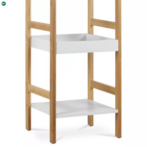 Dr-013-3 Három Részes Tároló Állvány Bambuszból Natúr Színben, Fehér Mdf Polcokkal. Teherbírás: 9 kg Belföldi Raktárról
