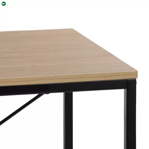 100 cm széles íróasztal könyvespolccal, tölgy színben, MDF asztallappal és fémvázzal