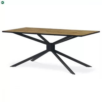   Modern Étkezőasztal Vadtölgy Színben. Méret: 180x90x75 cm, MDF Asztallap, Matt Fekete Fém Szerkezet és Láb HT-885 Belföldi Raktárról