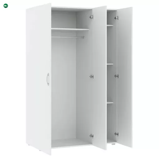 BASIC ruhásszekrény 110 cm, fehér, 3 ajtós – raktárról