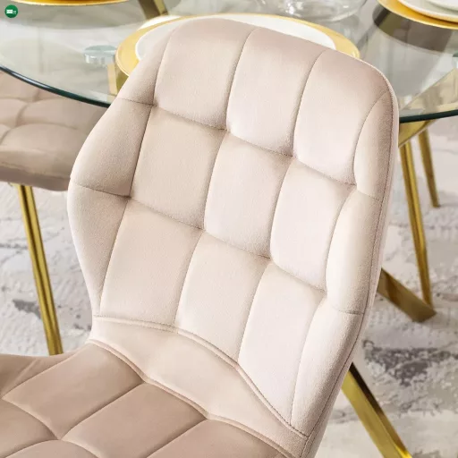 LUCKY bársony szék krém színben – modern étkezőszék raktárról