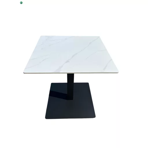 Bisztróasztal Fehér fényes márványhatású szinterezett kerámia lappal, 70×70 cm méretben. Ristretto