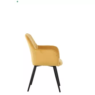   Utolsó Darab! Sárga Bársony Kárpitozású Elegáns Karos Étkezőszék. Treviso