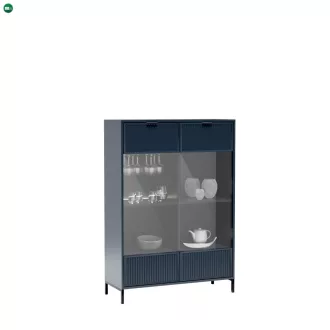  Alacsony vitrin szekrény indigo színben – ELEGANZO LS‑8