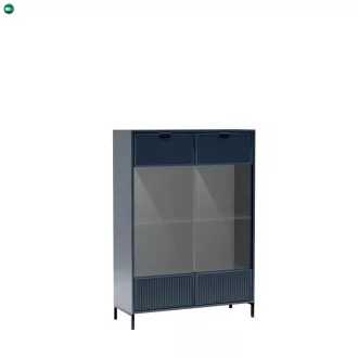   Alacsony vitrin szekrény indigo színben – ELEGANZO LS‑8