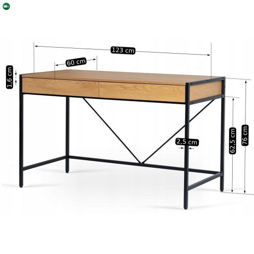 ALLY íróasztal 123 cm aranytölgy/fekete