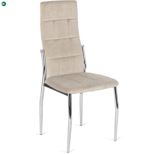 Elegáns Étkezőszék Bézs Szövet Kárpittal, Króm Lábbal. MOLLY