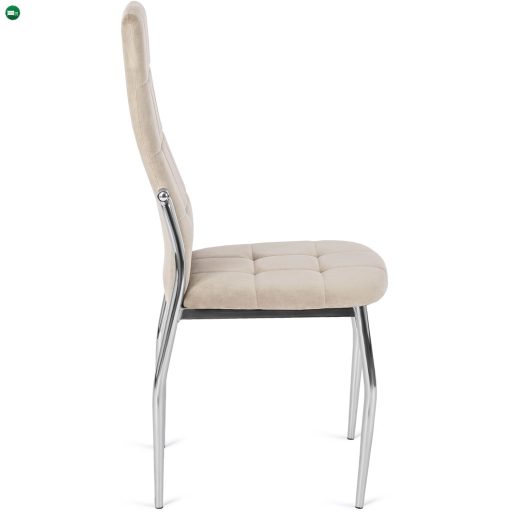 Elegáns Étkezőszék Bézs Szövet Kárpittal, Króm Lábbal. MOLLY