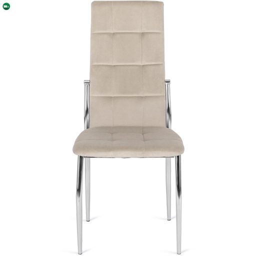 Elegáns Étkezőszék Bézs Szövet Kárpittal, Króm Lábbal. MOLLY