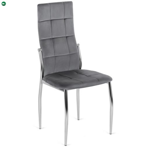 Elegáns Étkezőszék Szürke Szövet Kárpittal, Króm Lábbal. MOLLY