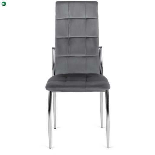 Elegáns Étkezőszék Szürke Szövet Kárpittal, Króm Lábbal. MOLLY