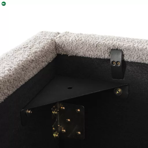 HAGA ágy 160x200 krém bouclé ágyneműtartóval
