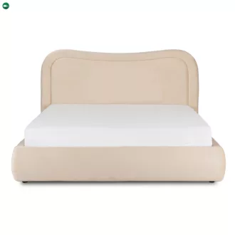HAGA ágy 160x200 krém velúr ágyneműtartóval