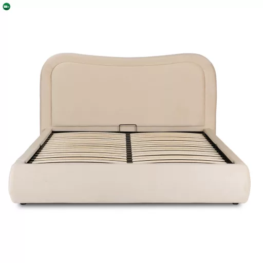 HAGA ágy 160x200 krém velúr ágyneműtartóval