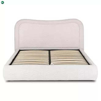 HAGA ágy 160x200 szürke bouclé ágyneműtartóval
