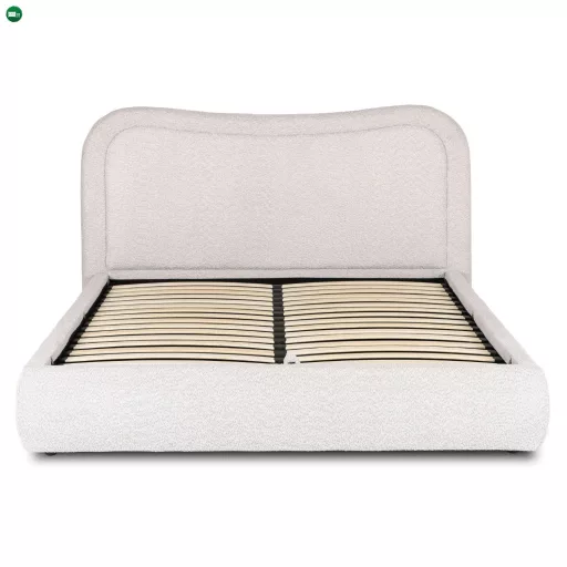 HAGA ágy 160x200 szürke bouclé ágyneműtartóval