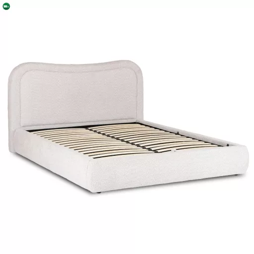 HAGA ágy 160x200 szürke bouclé ágyneműtartóval